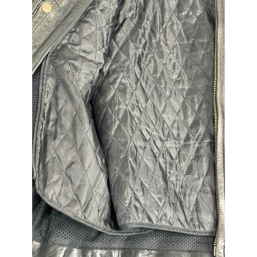 Unik Ultra Leather Motorcycle Jacket w/Liner Men's Size 44 L/XL Black Eagle Flag - Picture 5 of 15